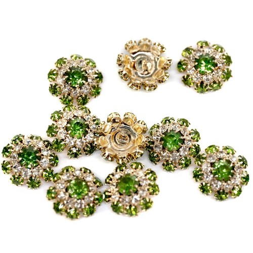 10 pcs Fancy Green Mix Color Rhinestones Sewing Metal Shank Buttons for Coats... - Picture 6 of 6