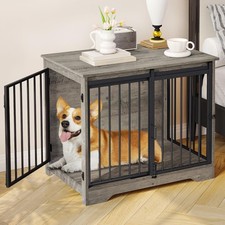 Heavy Duty Dog Kennel Indoor with 2 Doors 31.9 L x 21.7 W 26.6 H 44 lb Greige