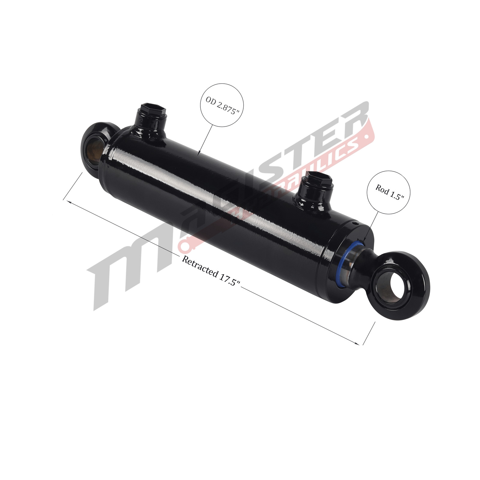 Hydraulic Cylinder Welded Double Acting 2.5" Bore 10" Stroke Swivel Ball/Eye