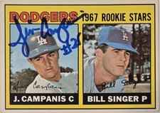 1967 TOPPS Jim Campanis Auto Card #12 Dodgers Rookie Stars RC Vintage Signed MLB. rookie card picture