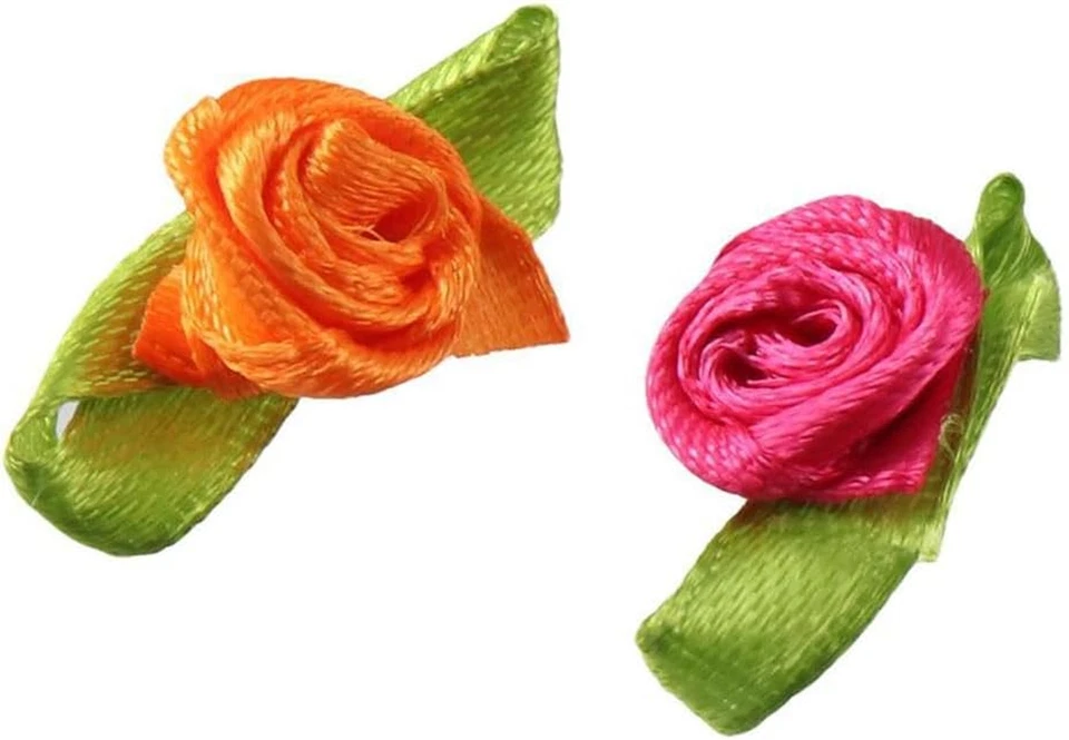 300 Piezas Mini Cinta Rosas Tela Artificial Flores con Hojas Verdes Pequeña Artesanía Foto 3 de 4