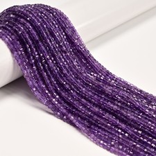Natural Amethyst Faceted Cube Beads Size 3mm 15.5" Strand