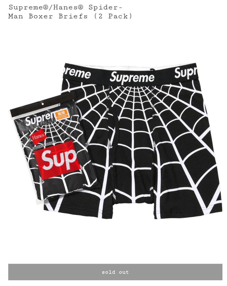 ✓ CONFIRMED Supreme Hanes Spiderman Boxer Briefs Men's Small