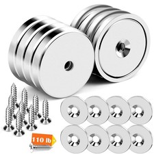 8 Pcs Neodymium Round Base Cup Magnet,110LBS Strong Rare Earth Magnets