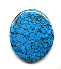 Certified 167 Ct Natural Spiderweb Oval Cut Turquoise Blue Untreated Gemstone