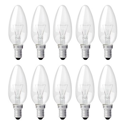 10 x Glühbirnen Kerzen 40W E14 klar Glühlampe 40 Watt B35 warmweiß dimmbar
