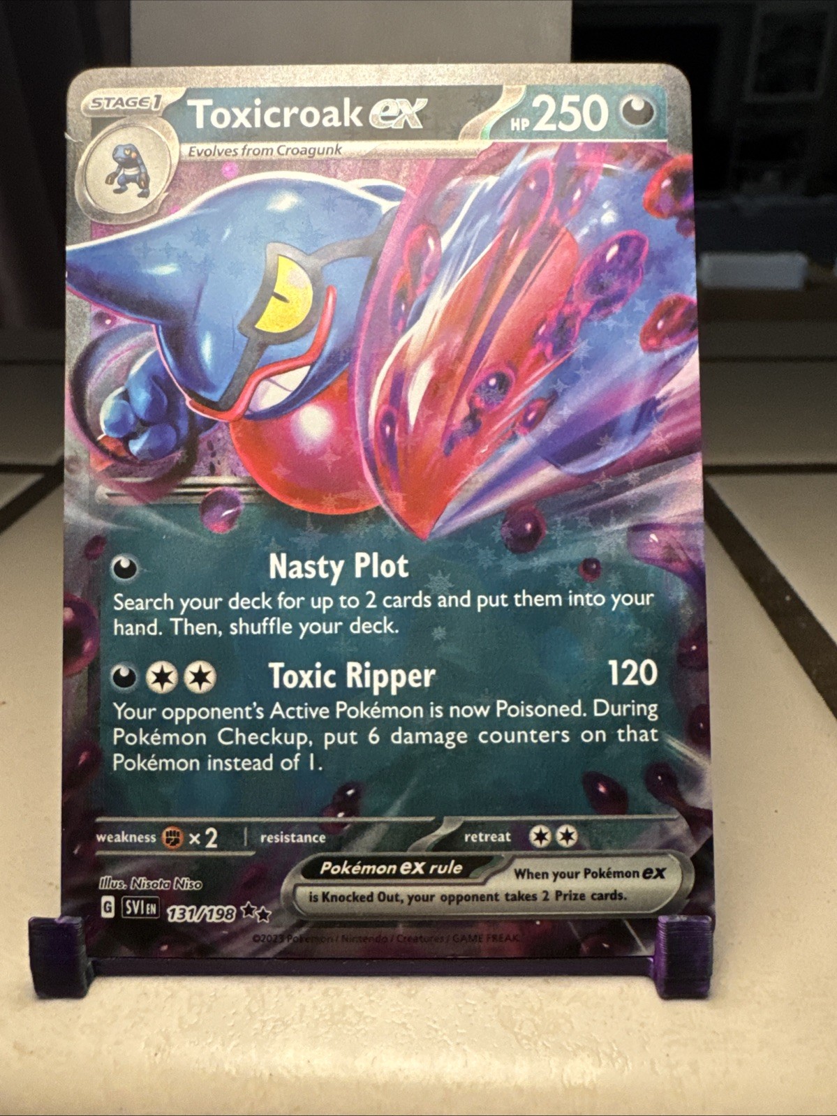 Pokémon TCG Toxicroak EX Scarlet & Violet Base Set Holo Double Rare Card 131/198