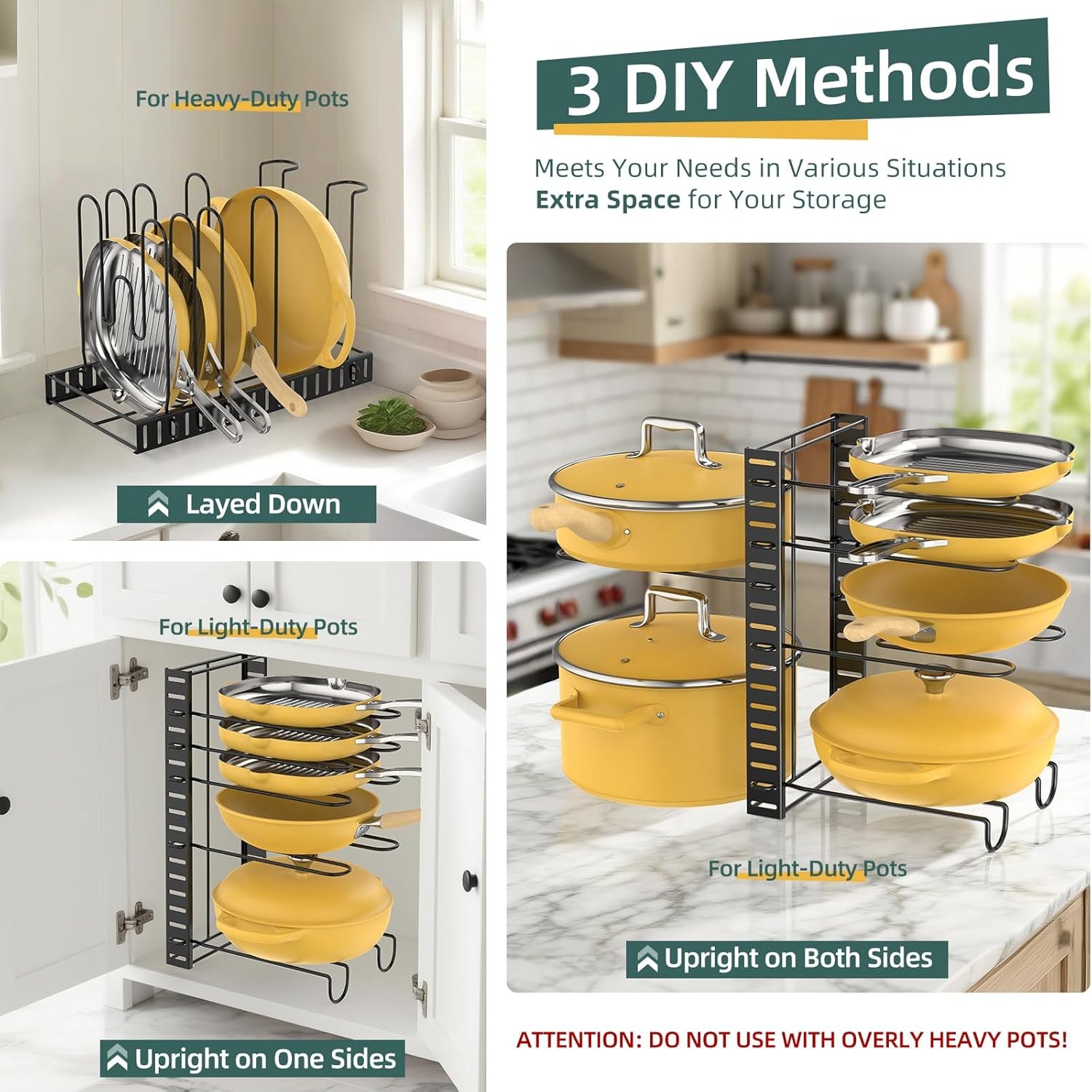 Pots and Pans Organizer for Cabinet Adjustable 5 Tier Organizer Rack USA