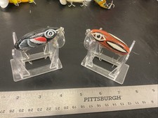 2 Vintage Fred Arbogast Clear Lip Red Wing Black Bird/ Chipmunk (Tough Rare) 