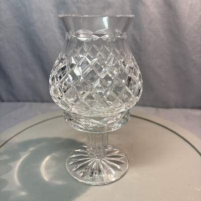 #ad Vtg Block Crystal CasaBlanca 2 Pc Candle Holder Hurricane Lamp Fairy Style $39.00