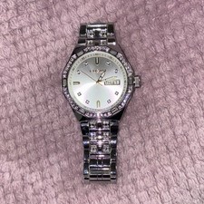 Elgin Adult Men's Silver and Crsytal Round Case Watch with Date Feature. (FG1800