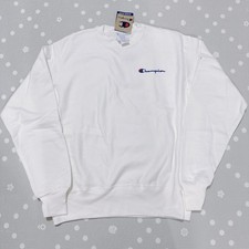Champion Men Reverse Weave White Crew Sweatshirt Size Medium NWT E6 