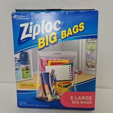 Ziploc Big Bags Double Zipper Large Storage Bags - 5 Pieces 3 gallons Thick NOS