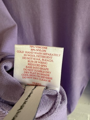 Leona Edmiston Lavender Jersey Long Sleeve Top Size M - Picture 7 of 8