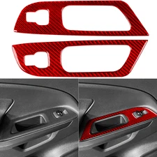 Red Real Carbon Fiber Rear Window Lift Switch Panel For Ford EcoSport 2018-2025