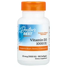 Vitamin D3, 25 mcg (1,000 IU), 180 Softgels