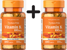 2 x Puritans Pride Vitamin K, 100mcg - 100 tabs (104,95 EUR/kg)