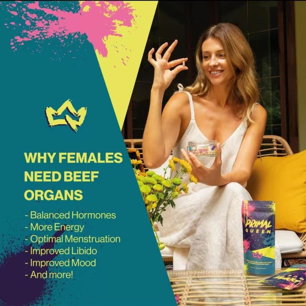 Primal Queen Beef Organ Supplement for Women 60 Counts - 1 Month Supply