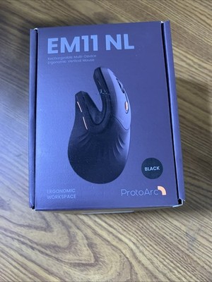 ProtoArc Ergonomic Vertical Mouse Rechargeable Multi-Device Black EM11 NL New