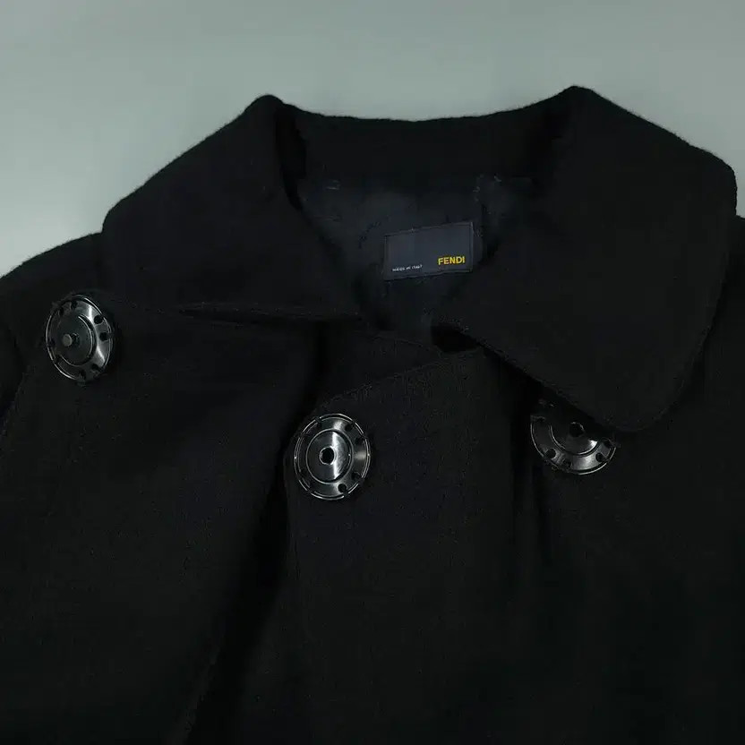 Fendi Black Snap Button Flare Wool Coat Made in Italy thumbnail 6