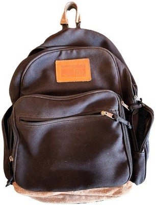 Vintage Discovery Channel/TLC Leather Patch Black Canvas Backpack Leather Patch