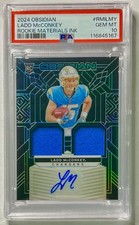 2024 Panini Obsidian Rookie Materials Ink Ladd McConkey RPA /299 RC PSA 10 Pop 4