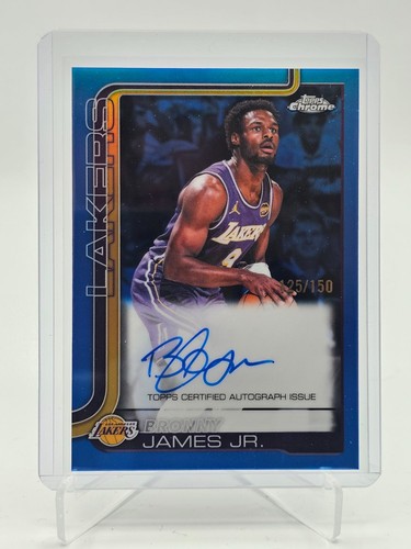 BRONNY JAMES JR. 2025-26 TOPPS CHROME UPDATE TRUE BLUE REFRACTOR AUTO /150 Q7656
