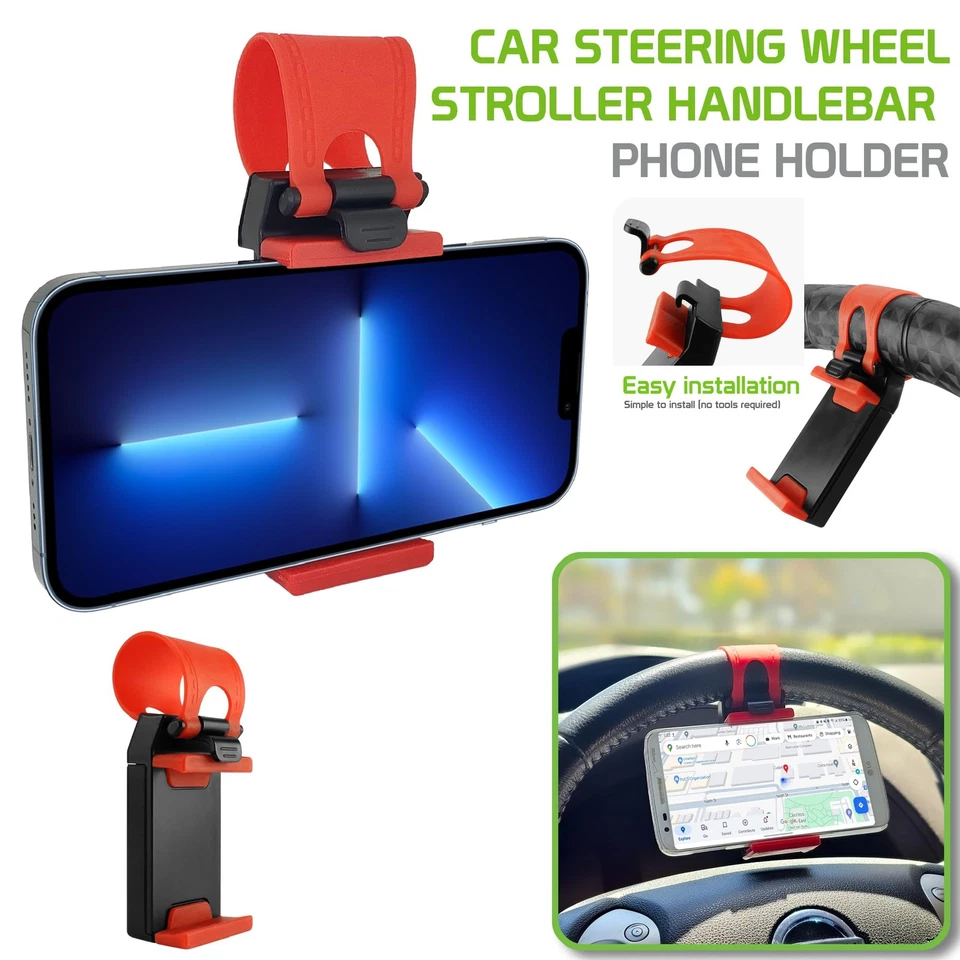 Cellet Universal Steering Wheel Phone Holder Mount Red Black Hands Free GPS - Image 2 of 4