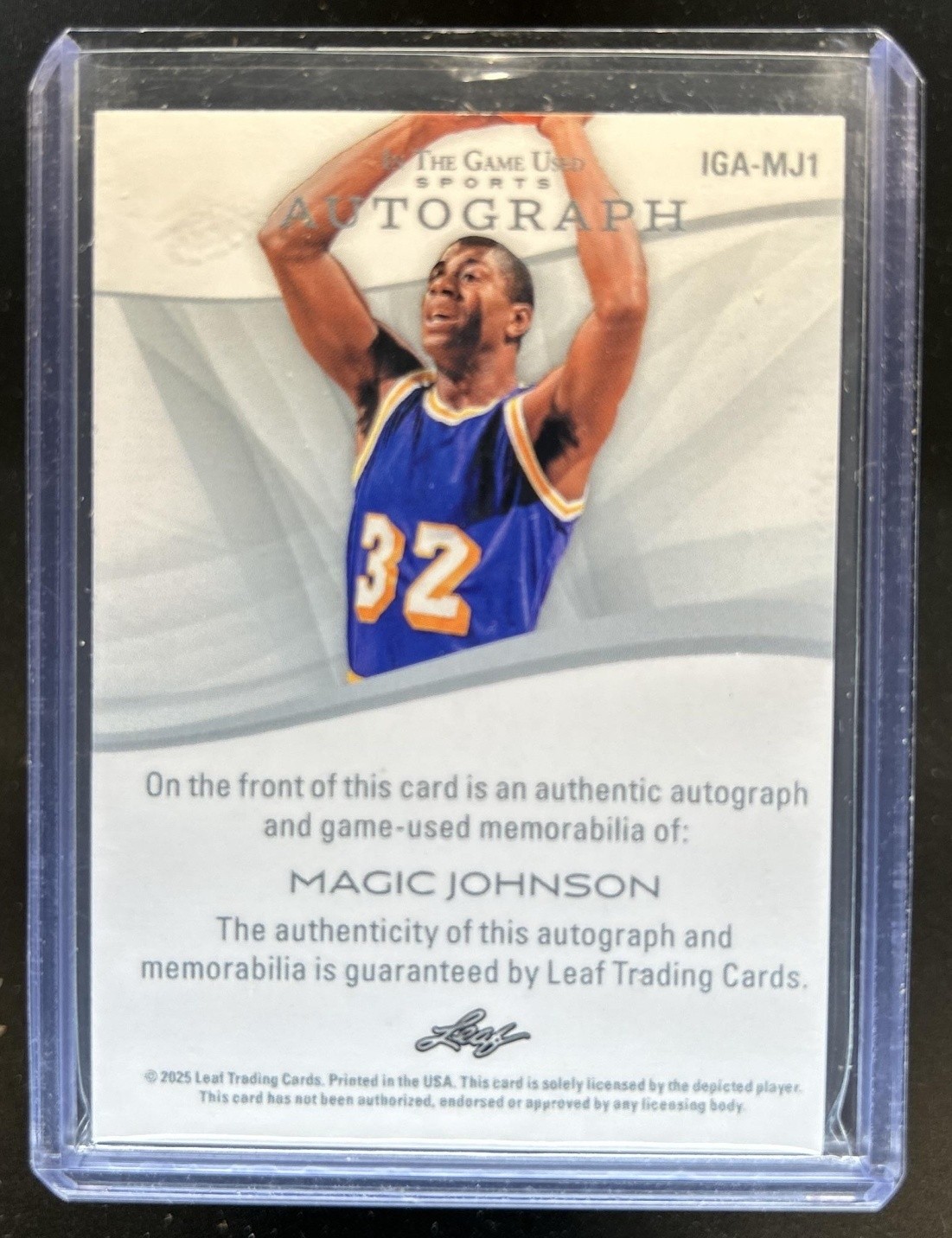 2025 Leaf In the Game Used Magic Johnson Jersey Auto Autograph Glitter Holo #/15 view 2