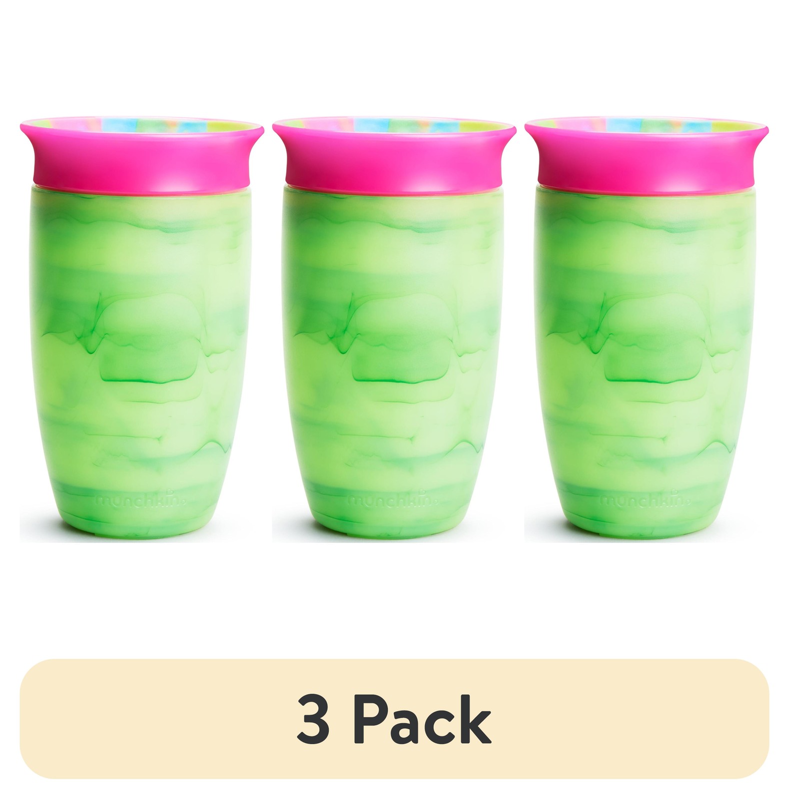 (3 pack) Munchkin&reg; Miracle&reg; 360&deg; Spoutless Tie Dye Sippy Cup, 10 oz,Green,Unisex