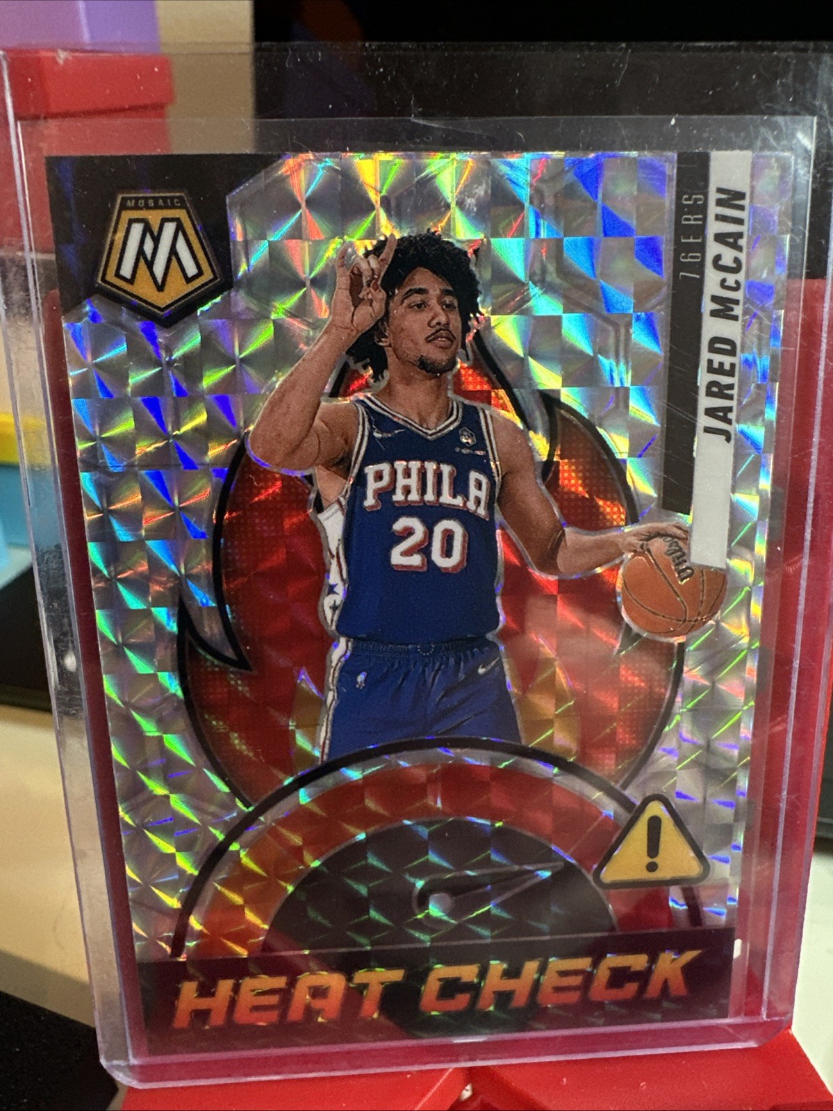 Jared McCain 2024-25 Panini Mosaic SSP Heat Check RC 76ers