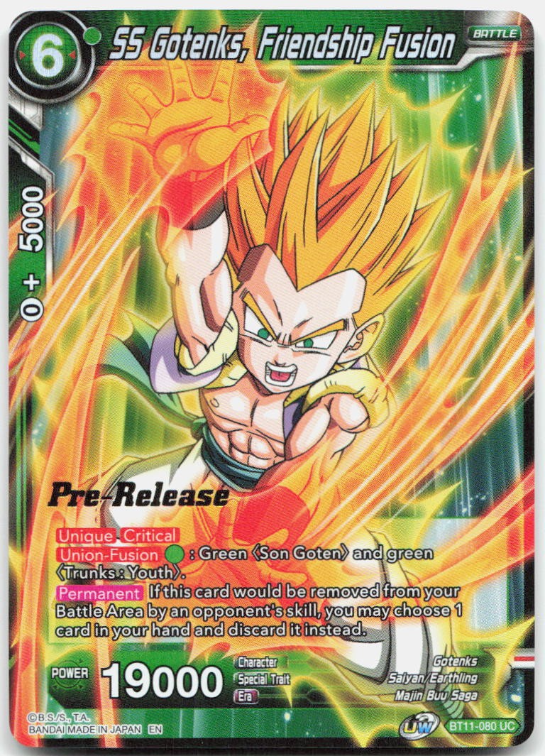 SS Gotenks Friendship Fusion Vermilion Bloodline Pre Release BT11 080 NM