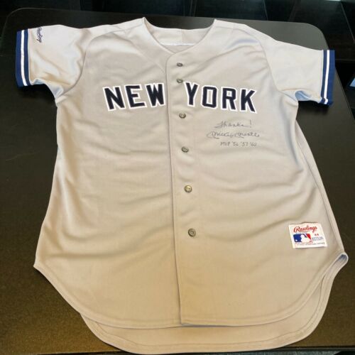 Mickey Mantle 1956, 1957, 1962 MVP Signed New York Yankees Jersey Beckett COA - Picture 2 of 8