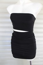 XD 35) SIZE 6 PRETTYLITTLETHING BLACK CUTOUT STRETCH MINI BODYCON PARTY DRESS