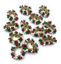 Lot of 12 Mardi Gras Throws Bracelets Red Green  Pearl Teardrops