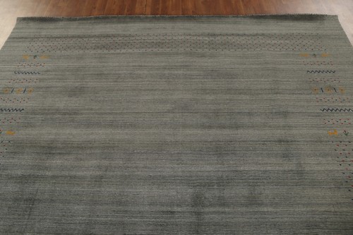 Green Traditional Gabbeh Area Rug Hand-knotted Wool Rug 8x10 ft - Picture 13 of 21