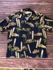 KoKo Island Men's Hawaiian Camp Shirt Size XL Woody Wagons Surf Board USA