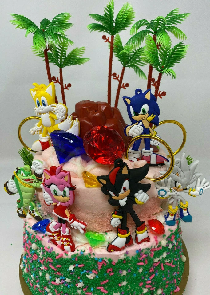 Juego de adorno de pastel de cumpleaños Sonic The Hedgehog Deluxe - Nuevo Foto 2 de 4