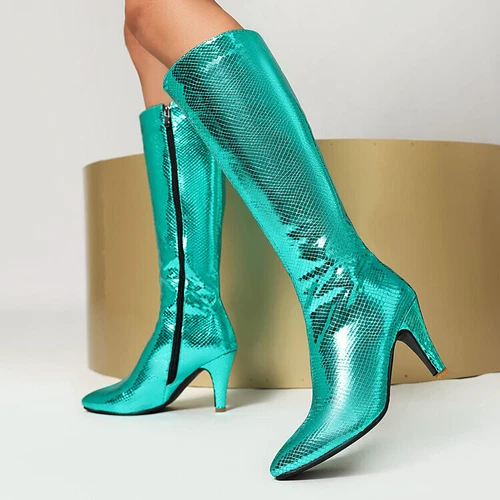 Women Ladies Kitten Heel Fall Winter side Zipper Knee High Riding Boots Shoes Sz - Imagen 20 de 25