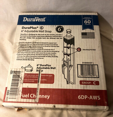 6DP-AWS 6'' DuraVent DuraPlus Wall Strap, Adjustable new open box