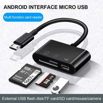 Multifunctional Hub Adapter Micro Usb To USB A OTG Converter TF SD Memory Card R