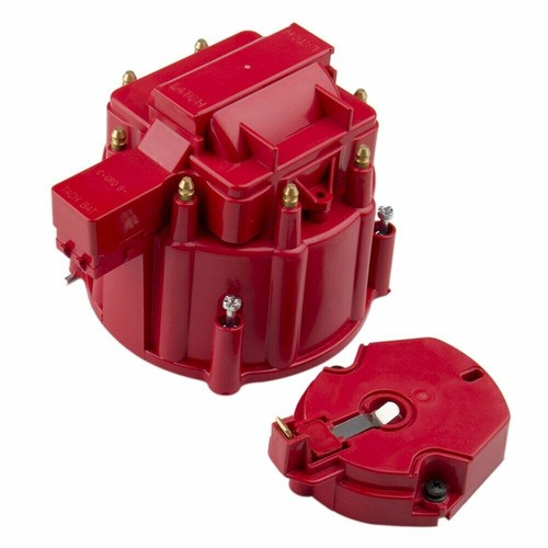 Red Male HEI Distributor Cap Coil And Rotor For SBC 283 307 350 400 BBC 454 396 - Picture 2 of 7