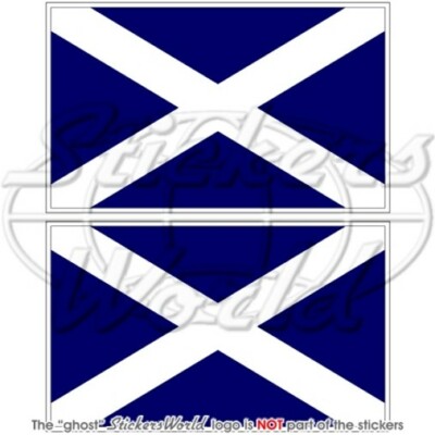 Scotland Scottish UK St Andrew's Cross Blue Flag, 75mm Vinyl Stickers x2