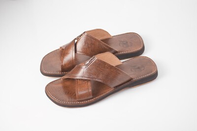 Artisan Moroccan men's sandals ,Men's leather slipp Traditional Moroccan sandals