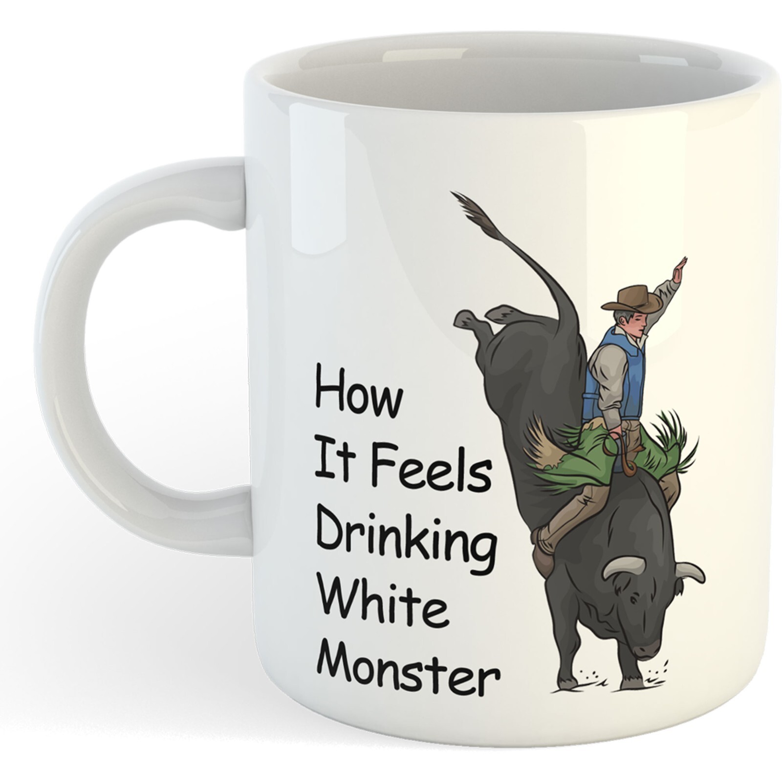 Taza 11oz - Cómo se siente beber monstruo blanco - Humor divertido TDAH regalo NAVIDAD