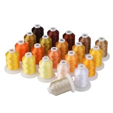 Embroidery Machine Thread Kit 800Y 21 Spools Brown and Gold Colors for Profes...