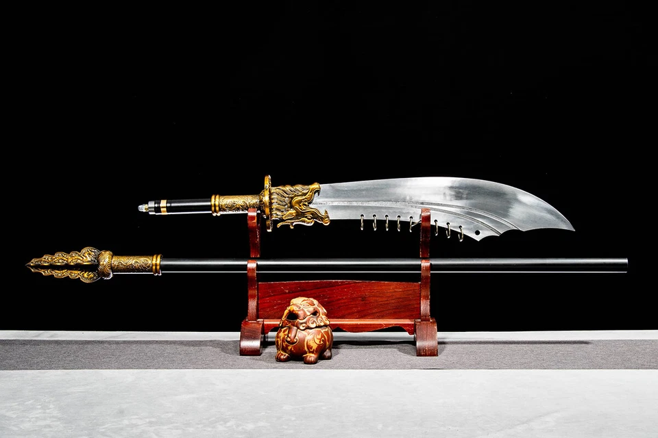 Chinese Kung Fu Big Dao Dragon Sword Nine-ring Broadsword Manganese Steel Blade - Image 4 of 4