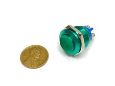 Green Push Button Switch Metal Normally opened 16mm Round IP67 Momentary G3