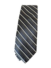 Brooks Brothers Italian Silk Gray Blue White Stripe Pattern Tie