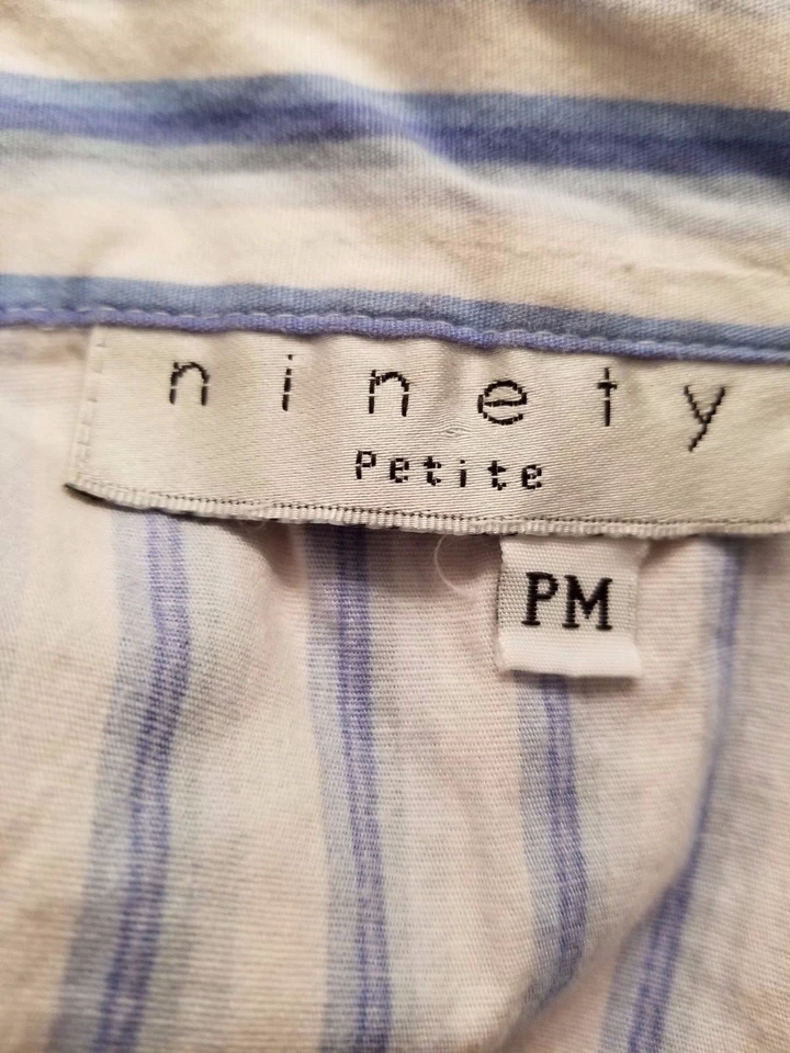 Camisa Top Blusa Mujer Ninety Talla PM Mediana Pequeña Azul Blanco Rayas Foto 2 de 3
